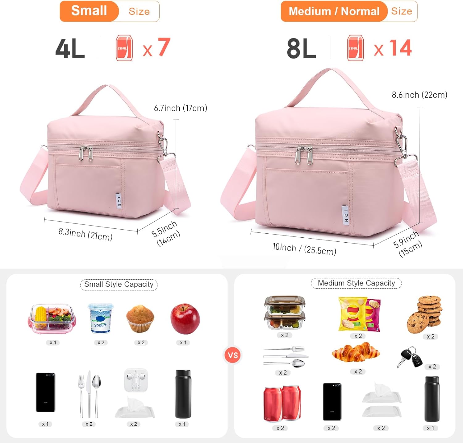 NOL Natural Organic Lifestyle Insulated Lunch Bags for Women Cooler Bag Lightweight Nylon Waterproof Lunch Box For Work - Image 3