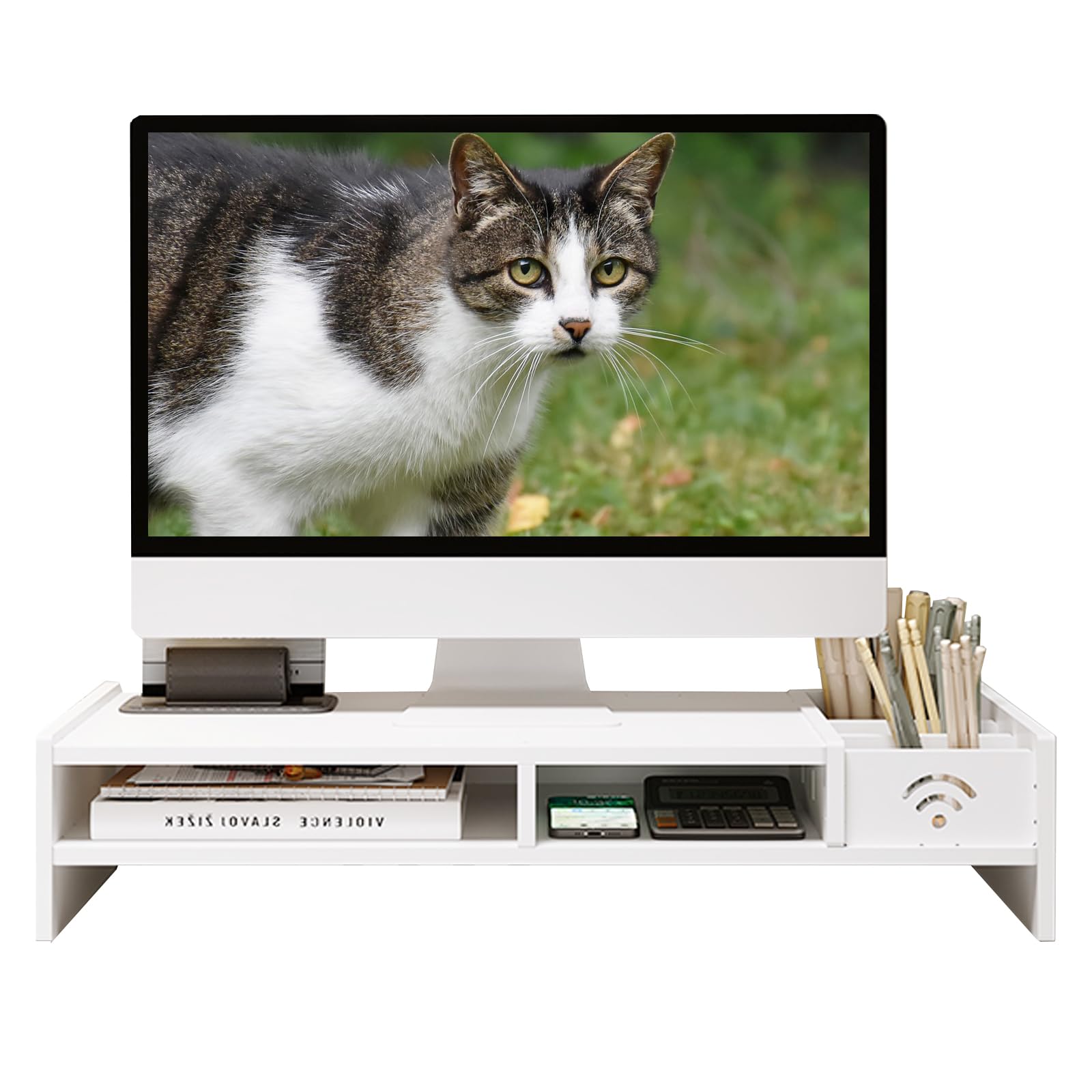 Catekro Plastic Monitor Stand Desktop Monitor Desktop Display Monitor for Portable Monitor (White)