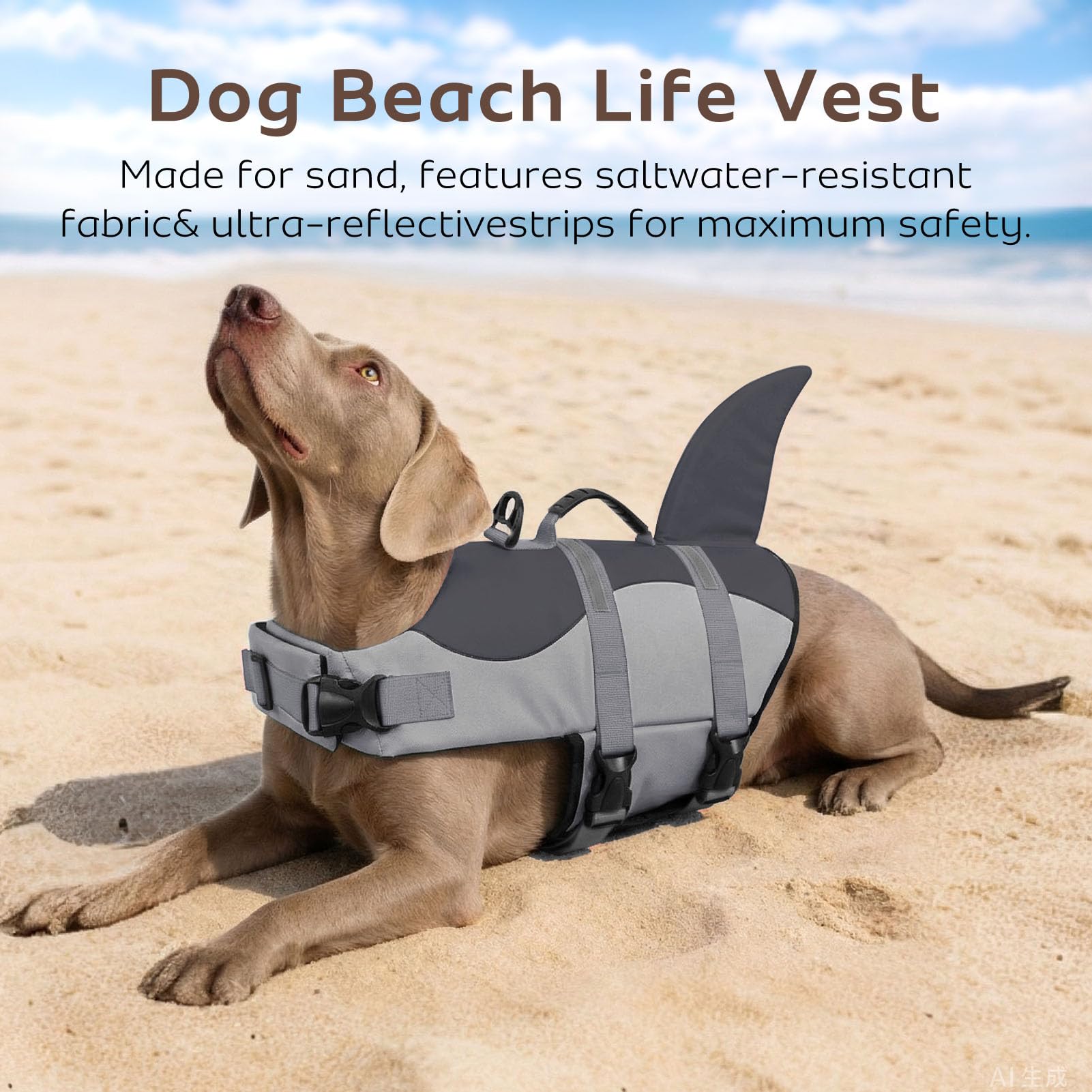 CITÉTOILE Schwimmweste Hund Hai, Hundeschwimmweste & Dog Life Jacket Verstellbar mit Griff und Reflektoren, Rettungsweste für Kleine Mittel Große Hunde & Welpen zum Schwimmen, Bootfahren, Surfen
