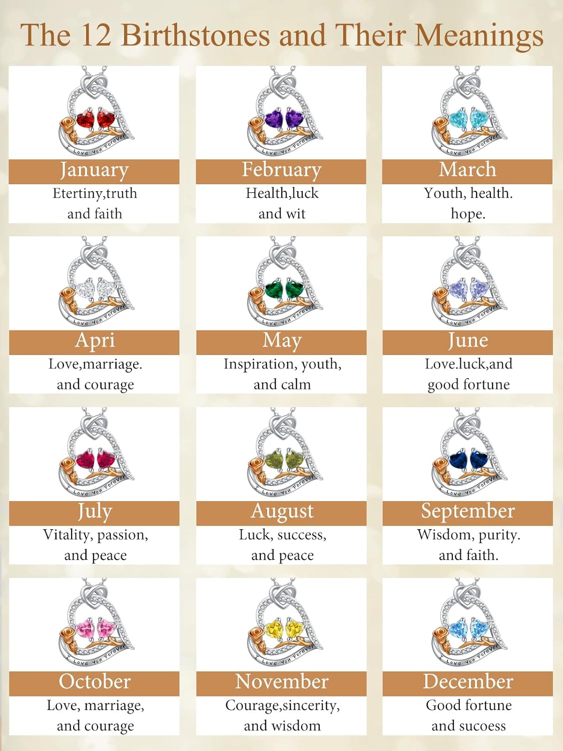 Birthstones Necklaces for Women, 925 Sterling Silver Heart Pendant with Sunflower/Rose/Daisy/Tree of Life/Angel Wings, Valentines Day Birthday Gifts for Women