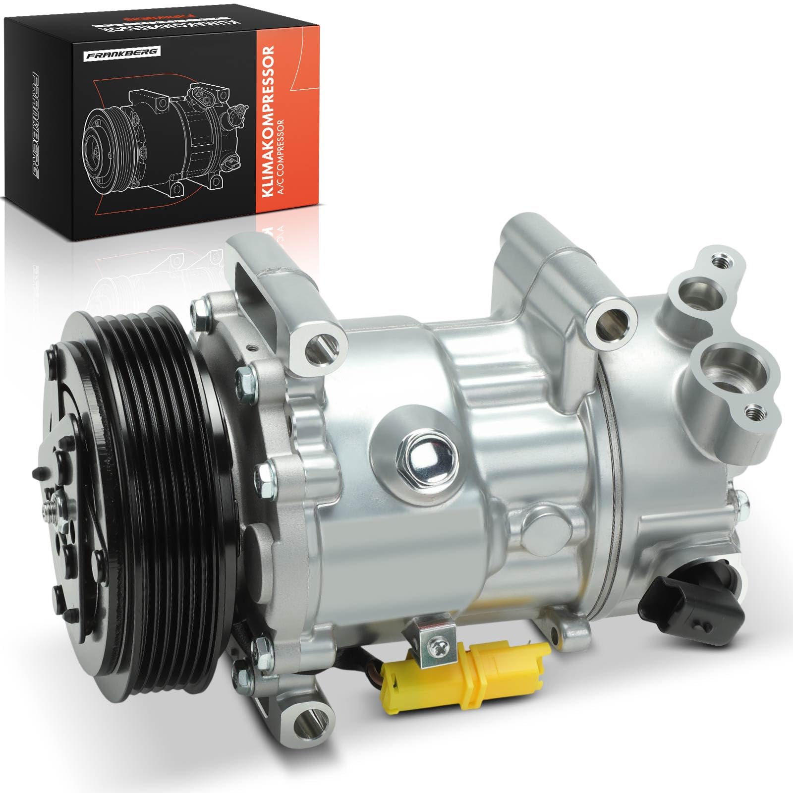 Frankberg Compresor de aire acondicionado con embrague Compatible con 207 WA WC WD WK 307 3A/C 3E 3B 3H Berlingo B9 C3 SC SH 308 4B 4A 4C 4E 4H C4 LA LC UA UD 9659875780 incl. aceite premezclado