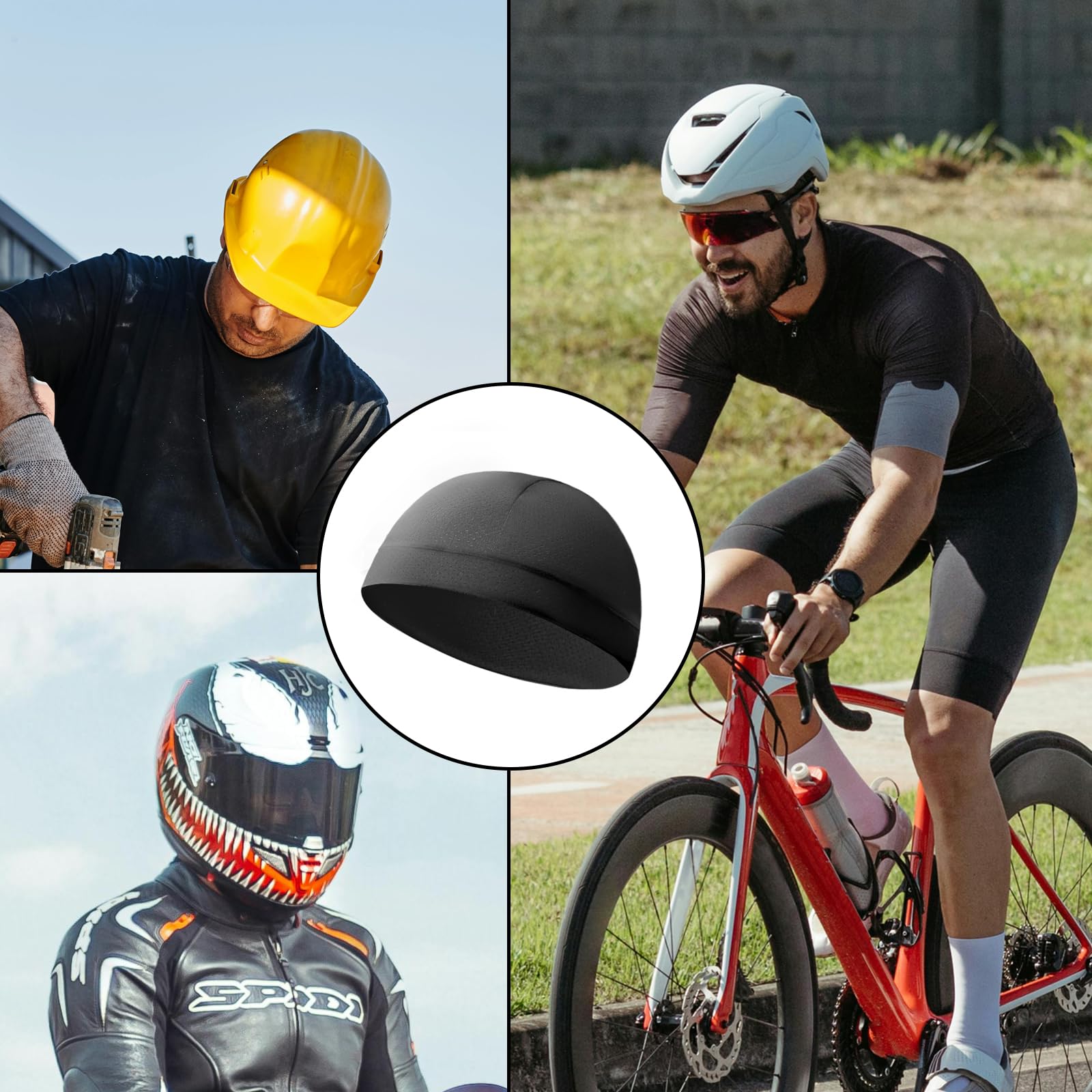 2Pcs Gorro de Ciclismo para Hombre Mujer, Gorro Running Multifuncional, Respirable Ciclismo Skull Cap Verano, Forro para Casco para Sotocasco Moto, Sotocasco Bici, Absorbe Sudor y Humedad