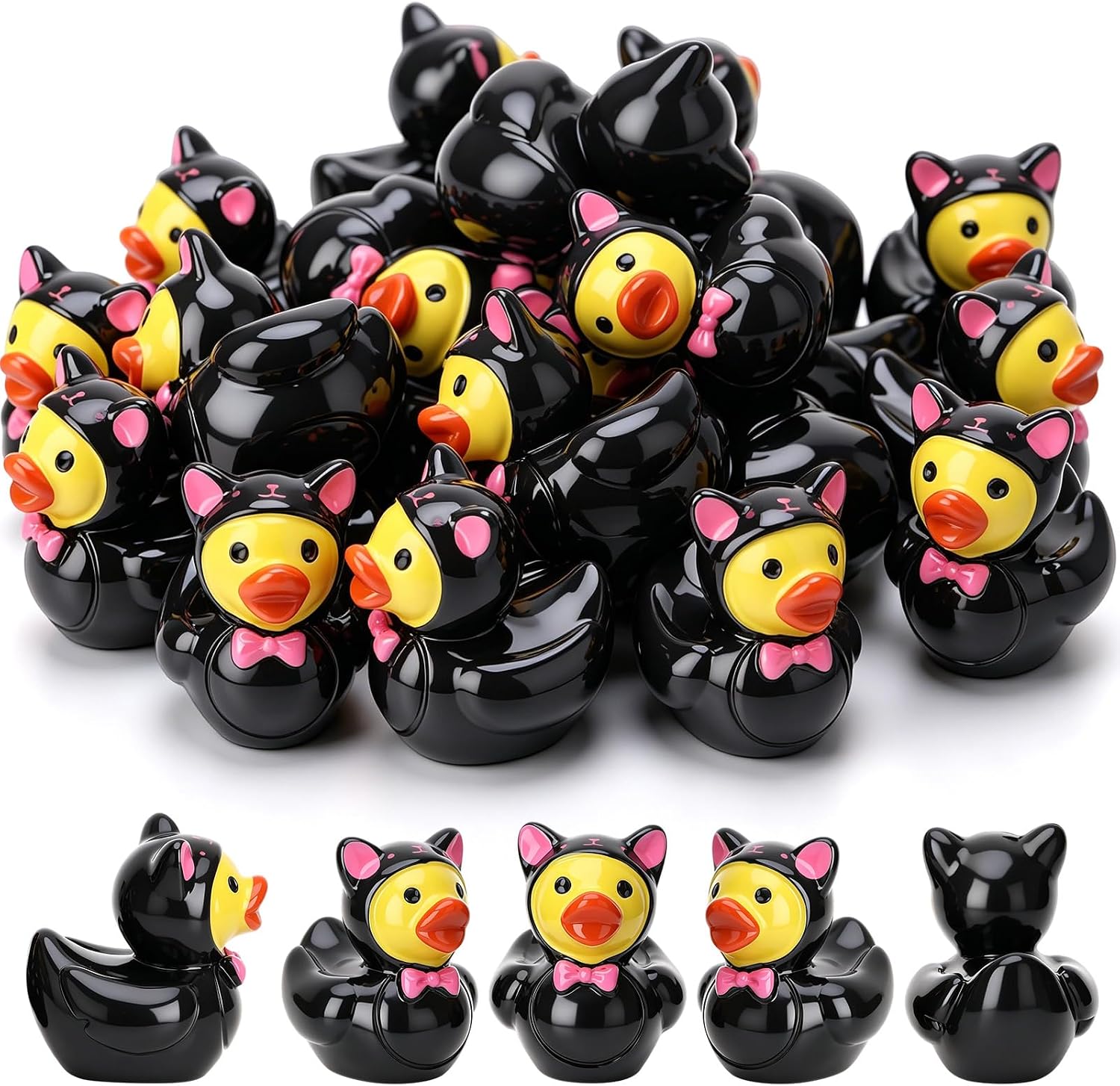 30 Pcs Black Cat Ducks, Mini Black Cat Resin Ducks Bulk