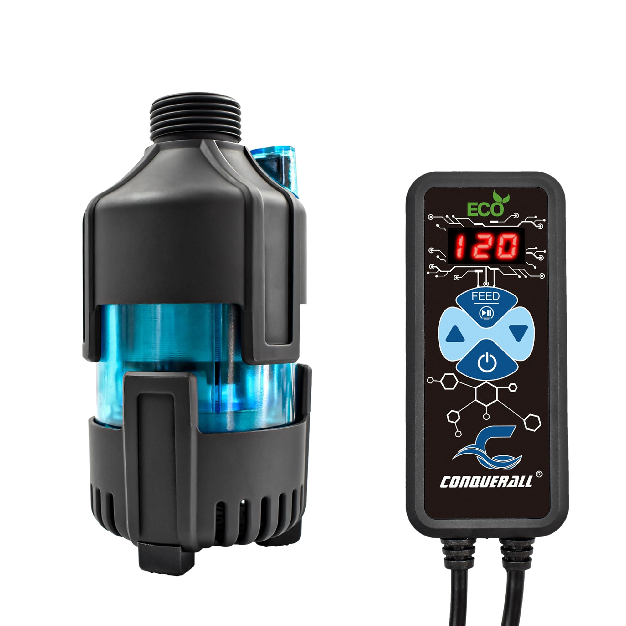 CONQUERALL CH-20 DC 24V Bomba de agua de succión inferior para acuario 500GPH Bomba sumergible de ahorro de energía de 15 pies para filtración de circulación de peceras