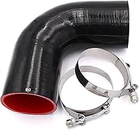 Vista 15 de Acoplador de codo de 90 grados de 4 capas de manguera de silicona de 1.5 pulgadas (38 mm) con abrazaderas de perno en T para tubo de admisión