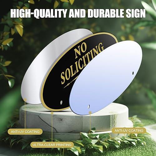 Miniatura 3 de Letrero de patio con estacas de No Soliciting  12 x 5 x 20 pulgadas  Aluminio recubierto UV  Resistente a la intemperie y a la decoloración
