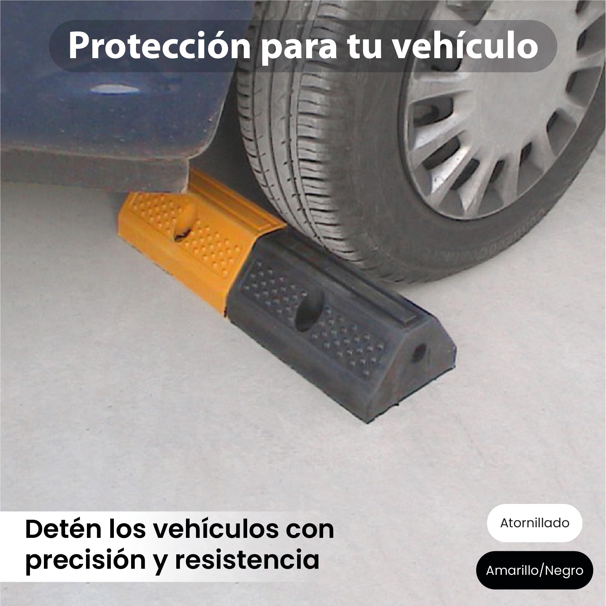 Tope para Estacionamiento 49x15x9cm – Protector de Suelo para Garaje – Calzos para Coche - Tope de Parking 490mm - Tope de Ruedas Antideslizante para Estacionamiento Seguro (1)