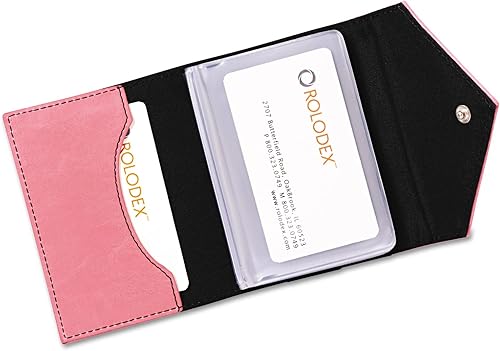 Rolodex Estuche para tarjetas de visita con cinta rosa, 36 tarjetas (1734451)