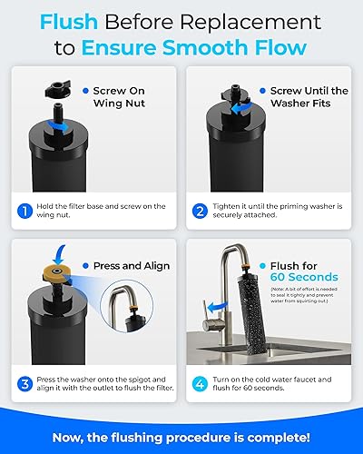Miniatura 3 de Waterdrop Filtro de agua alcalina, repuesto para filtros Berkey BB9-2 Black y sistema de filtro de agua por gravedad Berkey, hasta PH 9.2 (paquete
