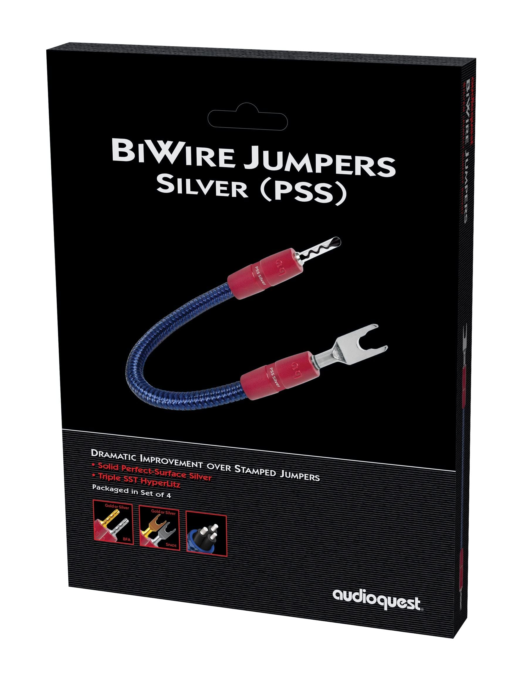 ケーブル・シールド audioquest Biwire Jumpers Silver (PSS) Amazon | AudioQuest Biwireジャンパシルバー(PSS) – Set of 4 – Spade