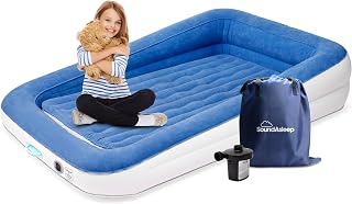 Dream Series Kids Air Mattress Includes High Speed External Pump - Extra Tall Safety Bumpers - Portable, Toddler Blow up Bed for Kids