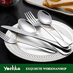 20 Pièces Argenterie Set pour 4, Yoehka Vaisselle de table en acier inoxydable, miroir durable, pour la maison et le restaurant, y compris la fourchette à couteaux, lave-vaisselle sans danger