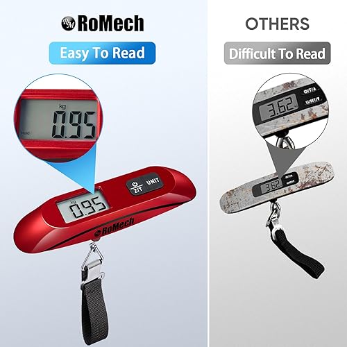 Miniatura 7 de ROMECH Báscula de equipaje con retroiluminación, báscula digital portátil para maleta, carga de 110 libras con gancho, artículos esenciales de viaje