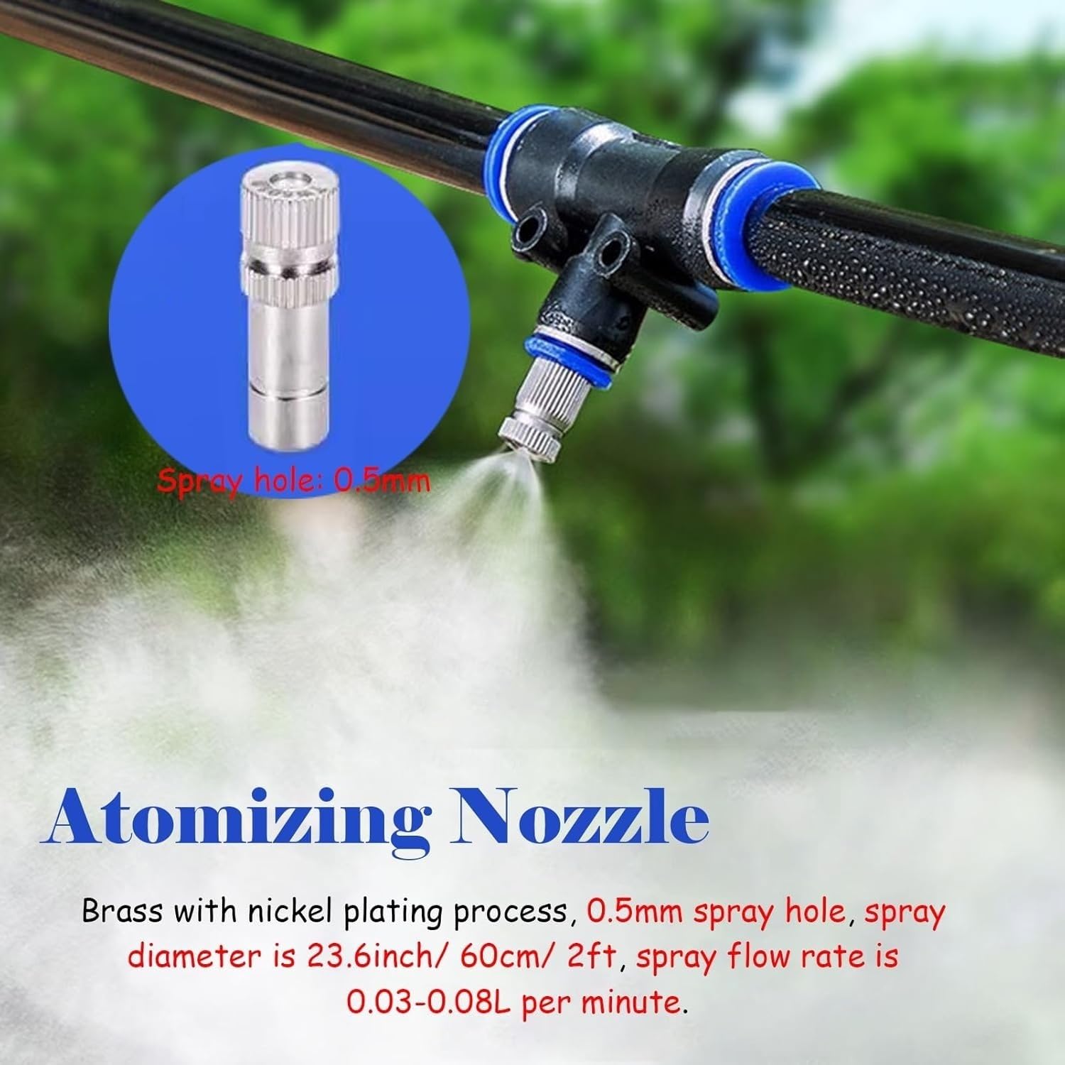 Kit Nebulizzatore For Il Controllo Delle Polveri For Attività Mineraria Con Tubo E Ugelli Ad Alta Pressione, Di Spruzzatura A Risparmio Idrico, Flusso Regolabile, Facile