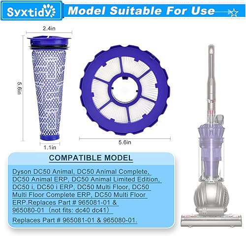 Miniatura 3 de Filtro de vacío para Dyson, filtros de repuesto para aspiradora completa Dyson DC50, DC 50 Animal y Multi Floor, Parte # 965081-01,965080-01