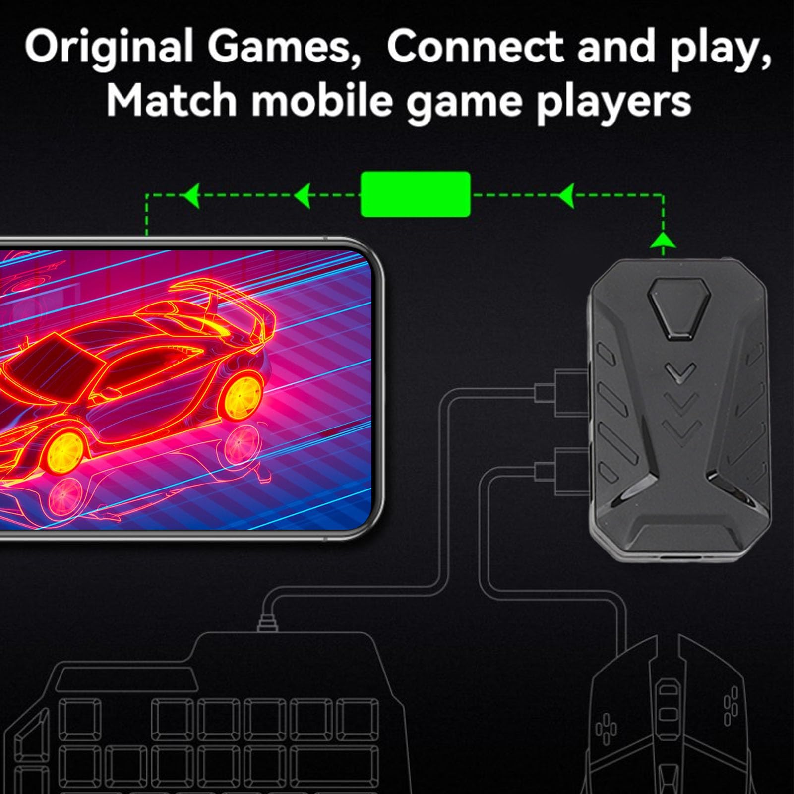 Set di convertitori per mouse e tastiera 4 in 1, con convertitore mouse per tastiera, mouse da gioco, tastiera con una mano e supporto per telefono, per Mix Pro Converter,