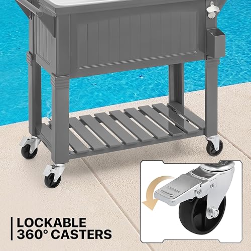 Miniatura 8 de MADOG Classical Cooler with Wheels and Handle Outdoor Coolers for Patio and Deck Entertaining Rolling Cooler Large Cooler with Wheels Ice Cooler