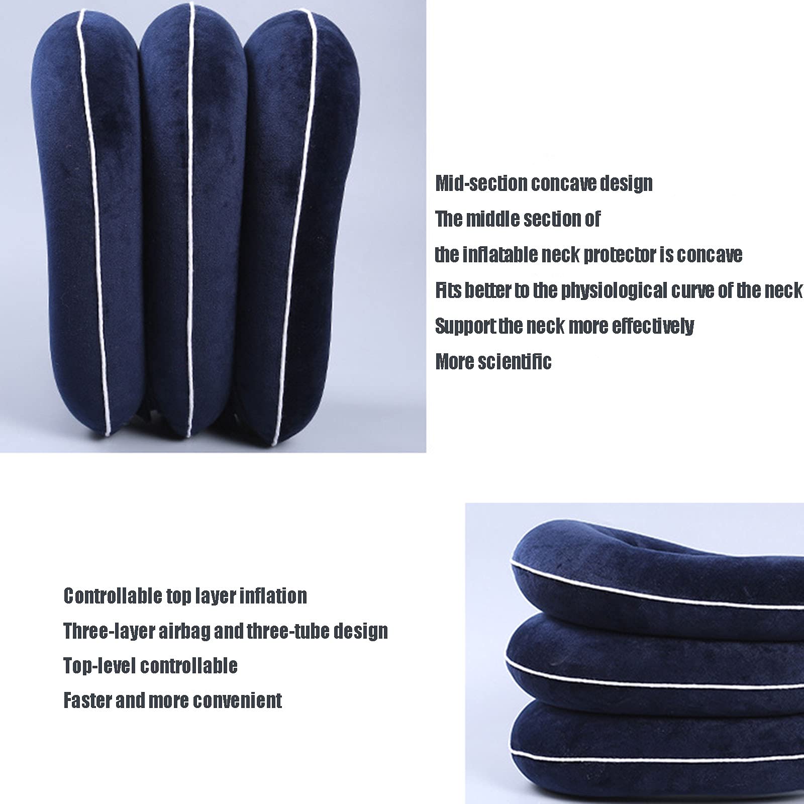 Dispositivo De Cuello Cervical Inflable De Aire, Soporte De Tracción para El Cuello para Aliviar El Dolor De Cuello, Ideal para Uso En La Oficina En Casa,Gris