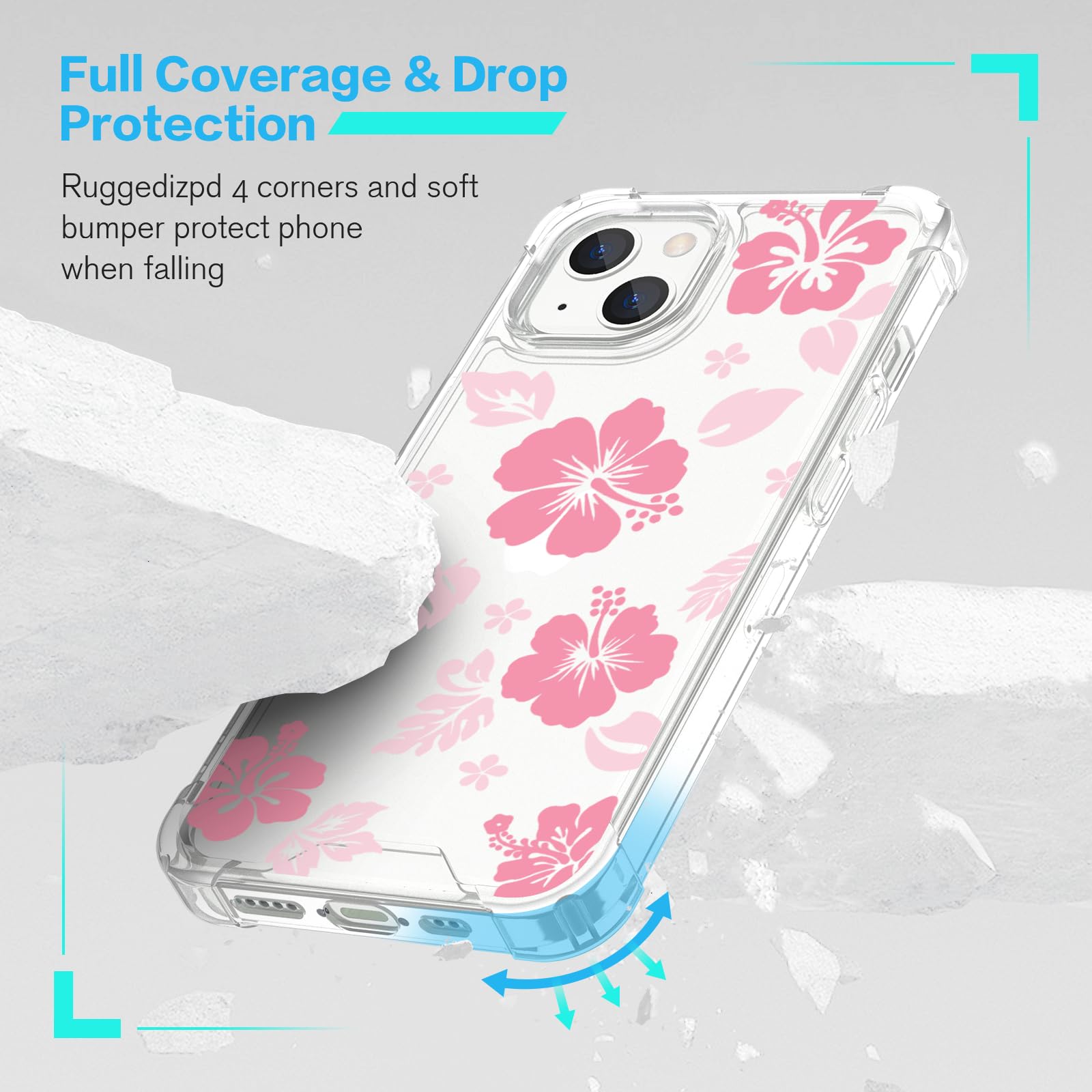 Pattern Clear Case For IPhone 14 Pro Max Cute Flower Floral Pattern Slim Case For IPhone 14 Pro Max Women Girls Shockproof Non-Yellowing TPU Bumper