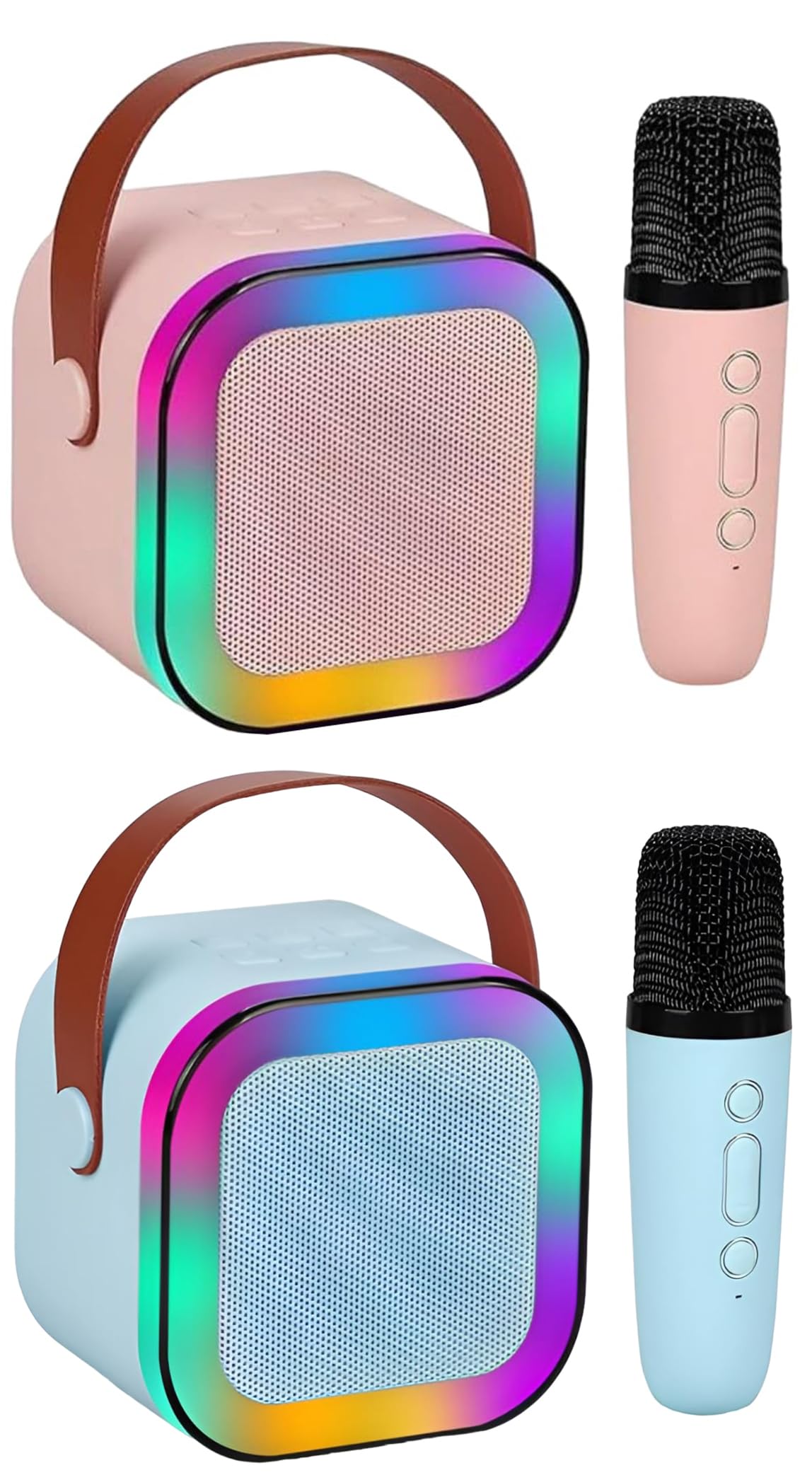 Magicwand® K12【Pack of 2 Speakers USB-C-Charging 1 Mic】 Kids Karaoke Microphone Wireless Bluetooth Speaker with RGB LED Lighting for Kids【Blue & Pink】-image-32