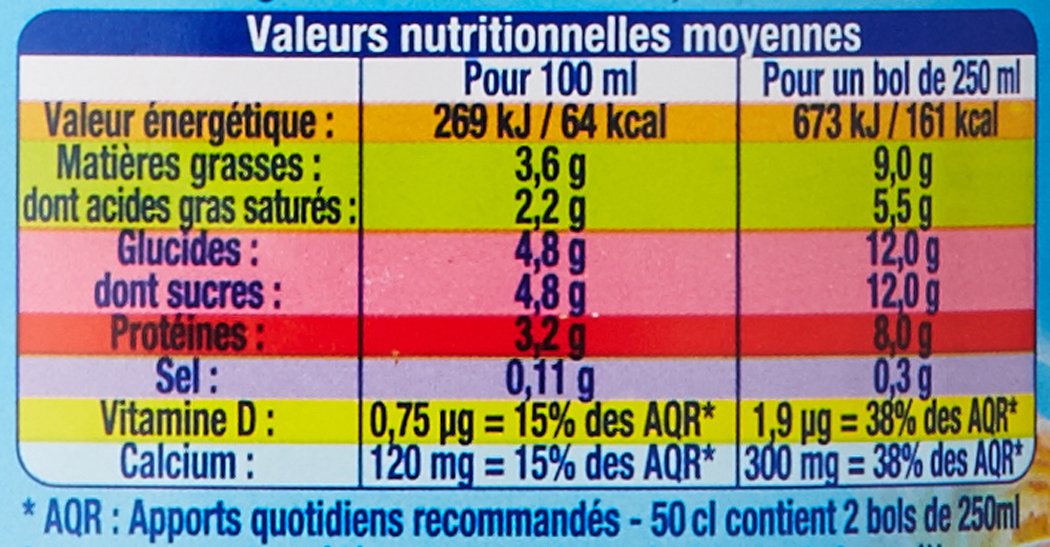 Lactel Lait Entier La Bouteille de 50 cl - Pack de 6