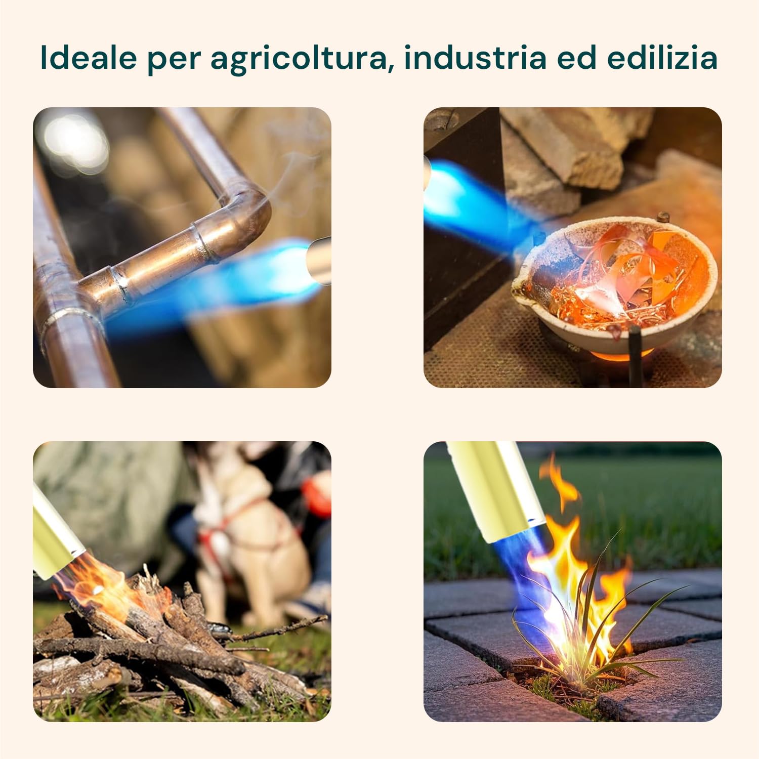 Avilia - Cannello a Gas Professionale e Domestico con Bruciatore da 20 mm, Accensione Piezo, Compatibile Cartucce 7/16, per Saldatura, Brasatura e Riscaldo in Ogni Posizione