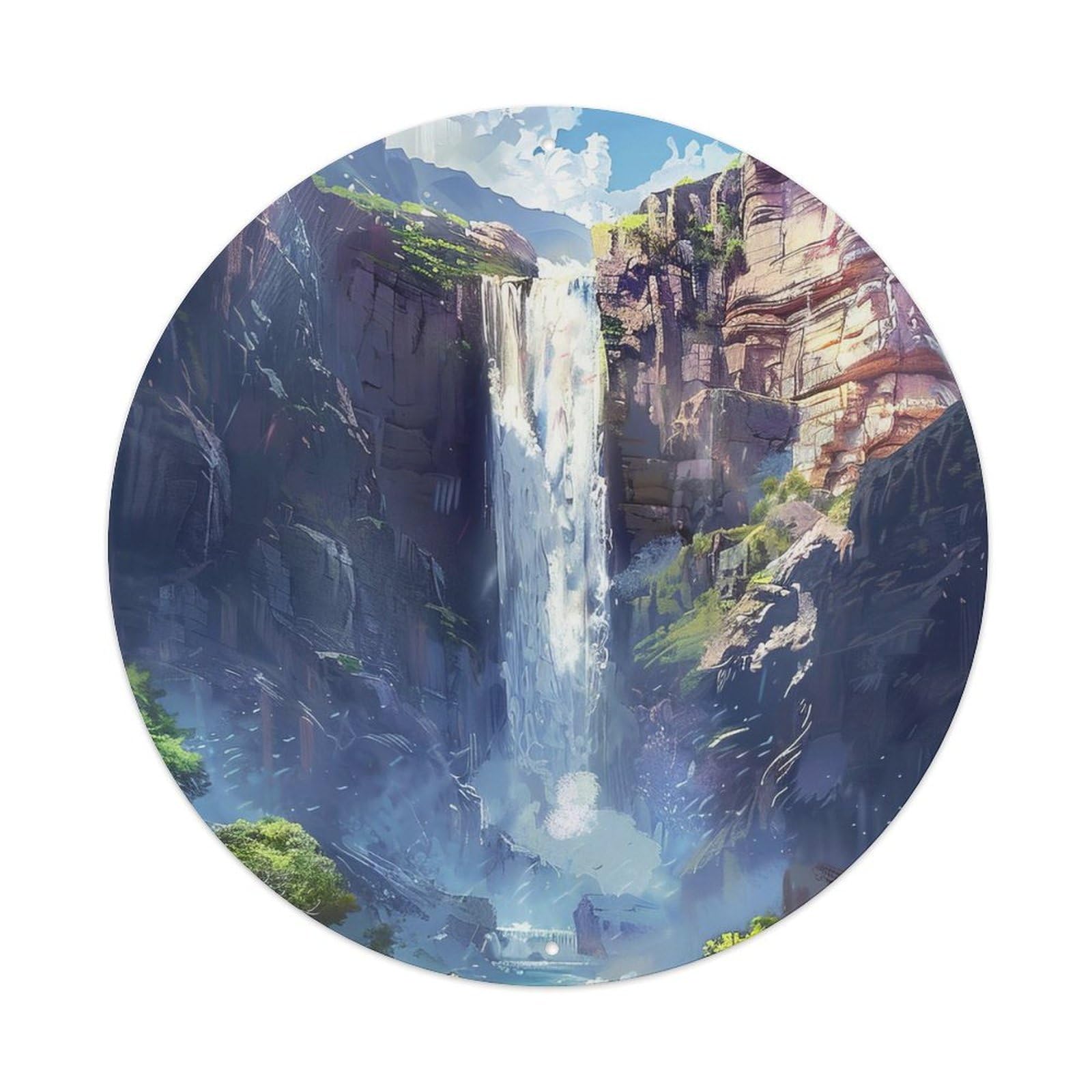 Waterfall Clouds And Falls Intertwined Metal Tin Sign