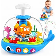 Baby Toys 6-12-18 Months Tummy Time Press & Spin Musical Light Up Toy