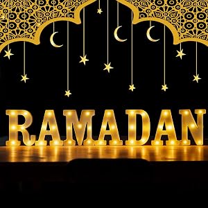 GOAUS Ramadan ábécé LED dekoráció elemes, asztali és függeszthető otthoni díszvilágítás