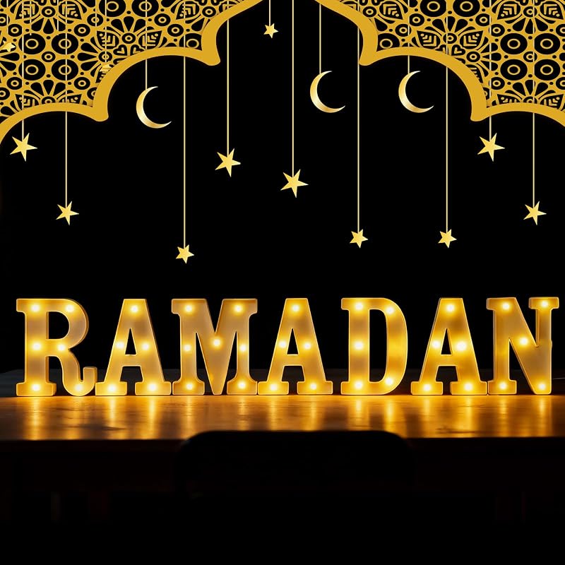 GOAUS Ramadan ábécé LED dekoráció elemes, asztali és függeszthető otthoni díszvilágítás
