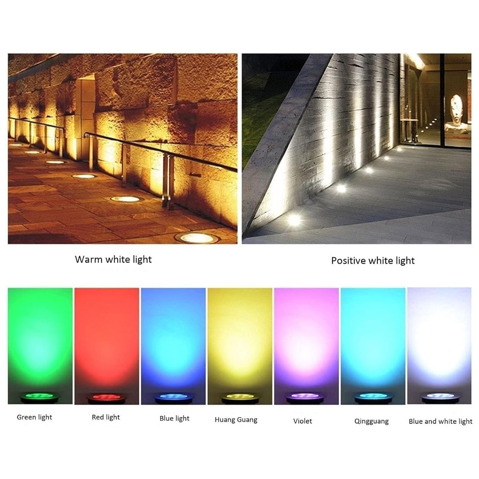 10 sztuk podłogowa lampa krajobrazowa LED - okrągłe wpuszczane reflektory LED 1 W, wodoodporne wpuszczane reflektory IP67, oświetlenie do dekoracji ogrodu na zewnątrz (żółty, 1W-AC24V)