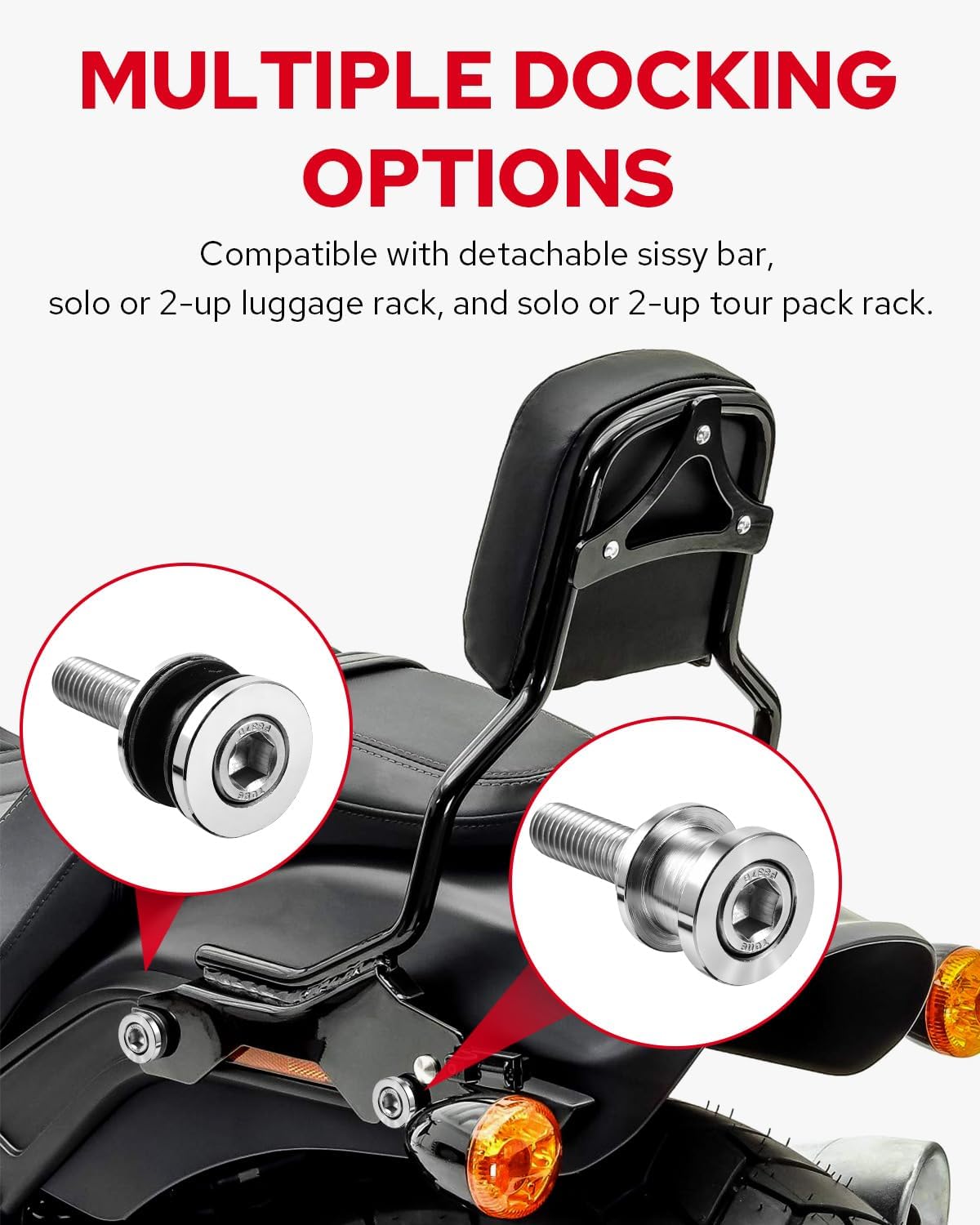 Amazicha 4 Point Docking Hardware Kits Compatible with Harley Softail FLFB, FLFBS, FXBR, FXBRS, FLDE, FLHC, FLHCS, FLSLModels 2018-later, Chrome image 2