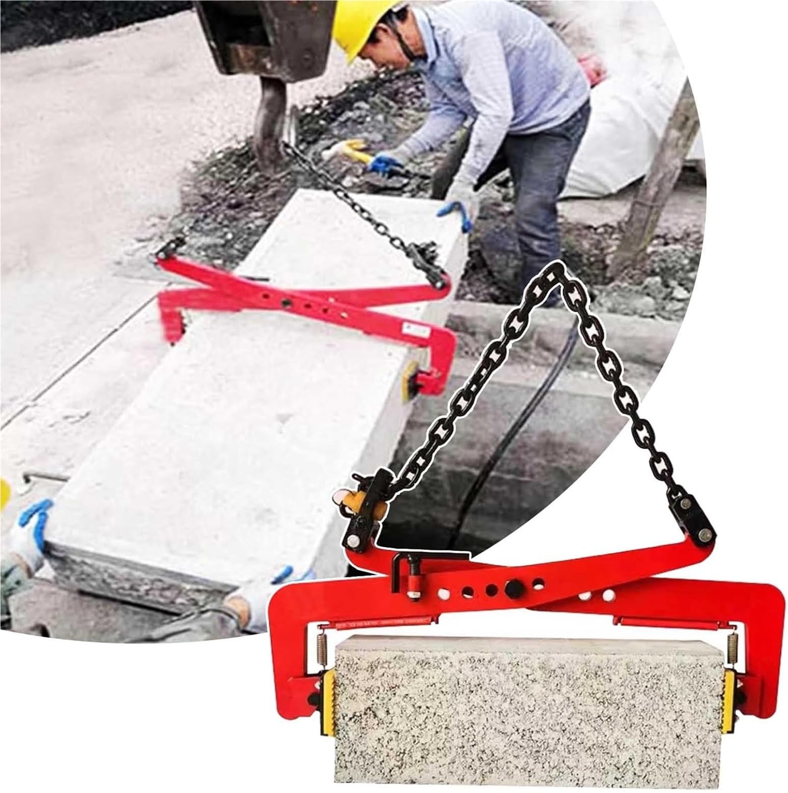 Pince de levage pour dalles de granit et pose de bordures de voirie lourdes