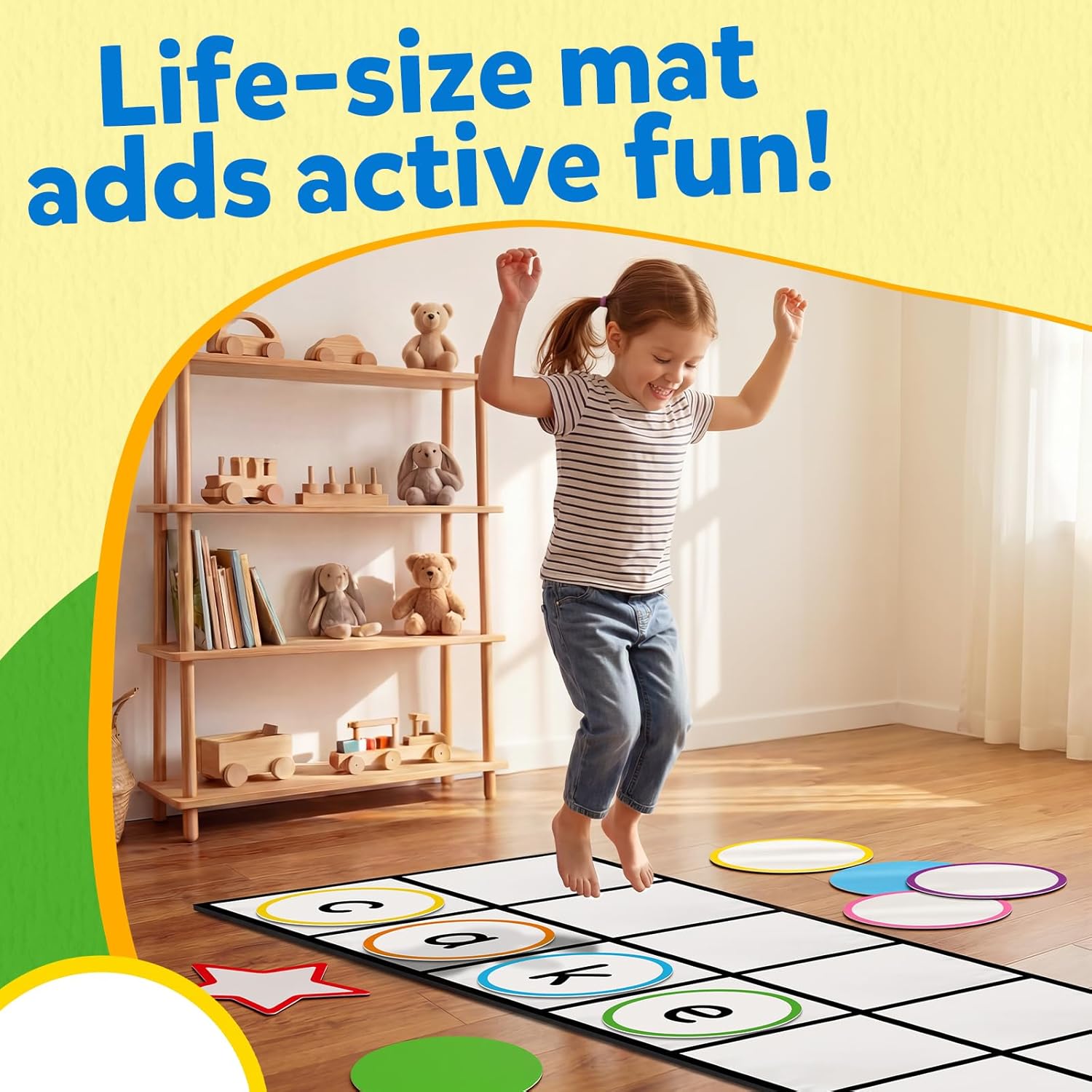 Elkonin Box Floor Mat Activity Set,Kindergarten Learning Activities,Phonemic Awareness & Phonics Games,Science of Reading Special Education,Preschool Classroom Must Haves for Active Play Gross Motor