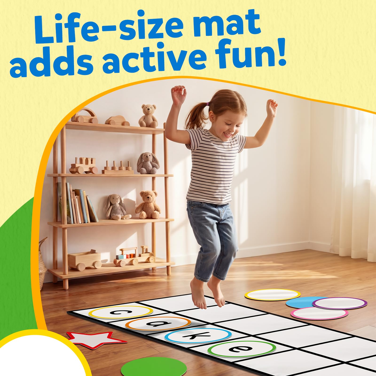 Elkonin Ensemble de tapis de sol pour enfants, activités d'apprentissage préscolaire, jeux de sensibilisation phonémique et de phonique, fournitures de salle de classe pour enseignants, moteur brut