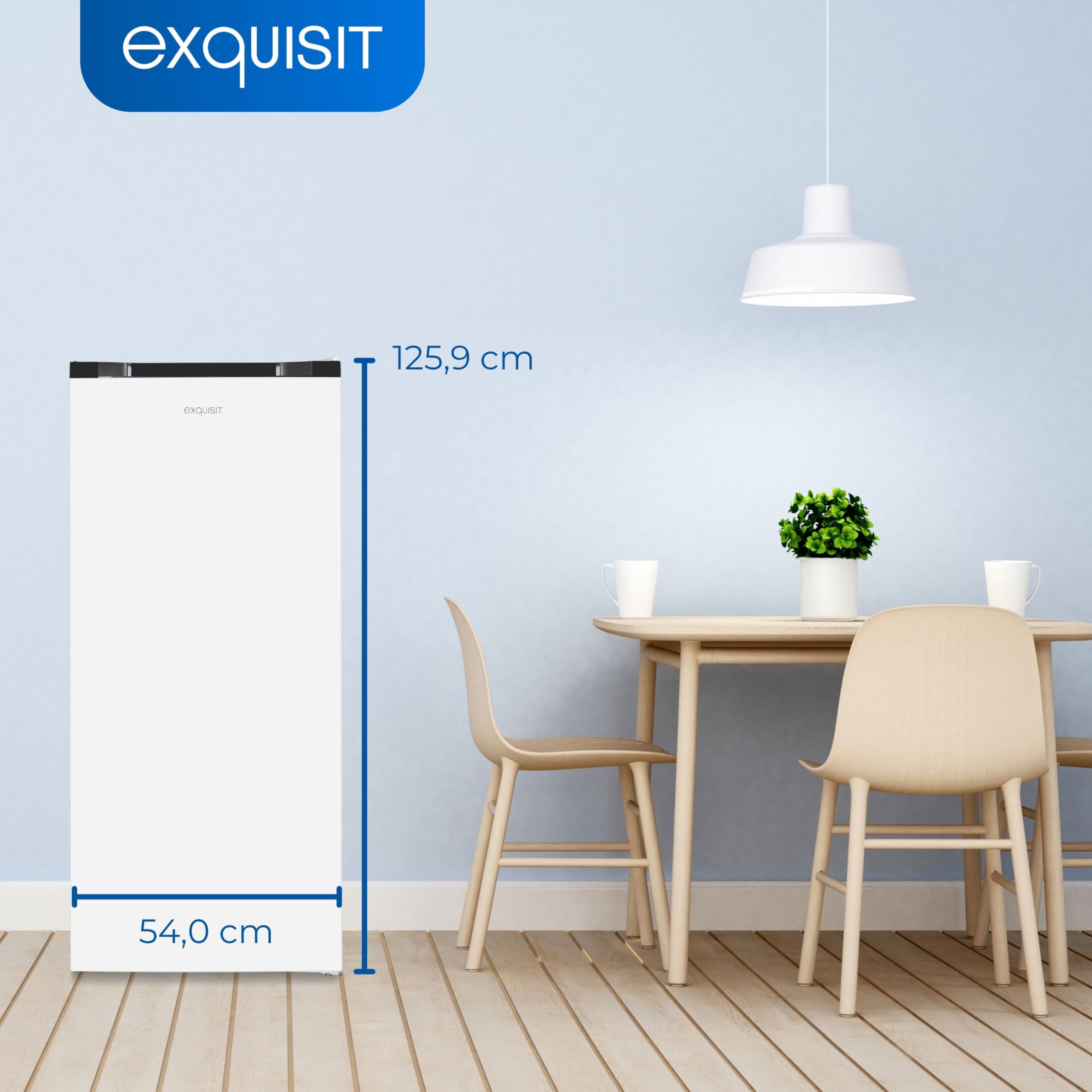 Exquisit GS145-051D Gefrierschrank Weiss - 145 L Standgerät 55 cm Breit | 4-Sterne Tiefkühlschrank mit wechselbarem Türanschlag, Temperaturregelung und 145 Liter Nutzinhalt für jede Küche