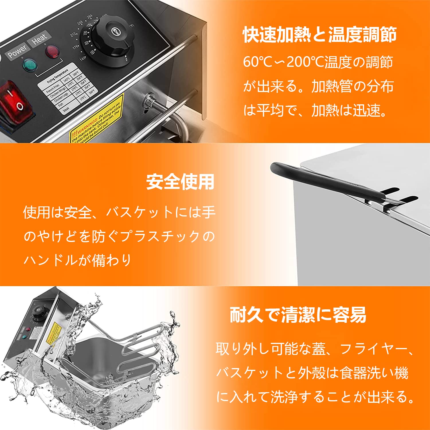 Amazon.co.jp: ANJIZERUEN 電気フライヤー 6L大容量 卓上フライヤー