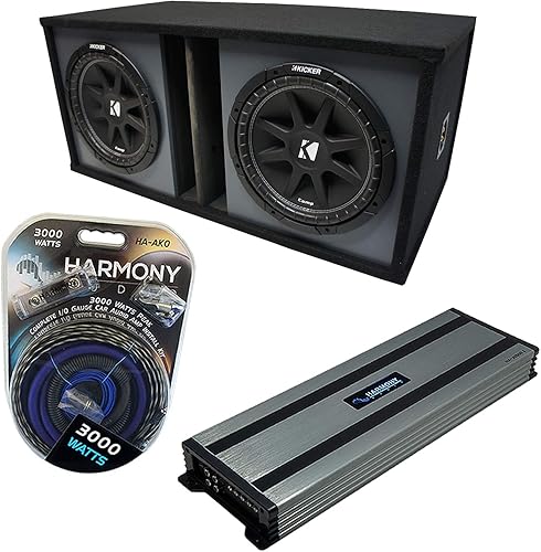 Harmony Audio HA-A1500.1 Amplificador de subwoofer estéreo universal para automóvil de 3000 W, 43C154-N Trunk Comp C15 300W RMS 4 Ohm Car Sub y
