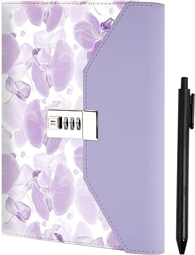 Miniatura 1 de CAGIE Diario floral con cerradura para mujeres, adolescentes y niñas, diario con cerradura, tapa dura, recargable, con bolígrafo, 6.3 x 8.5 pulgadas
