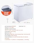 VEVOR Congélateur de poitrine, 6.7 Congelateur compact Cu.ft, congélateurs de coffres à porte ouverte avec haut de pied libre 2 Paniers amovibles & Thermostat réglable - Économies d'énergie, faible bruit & Garage prêt, blanc