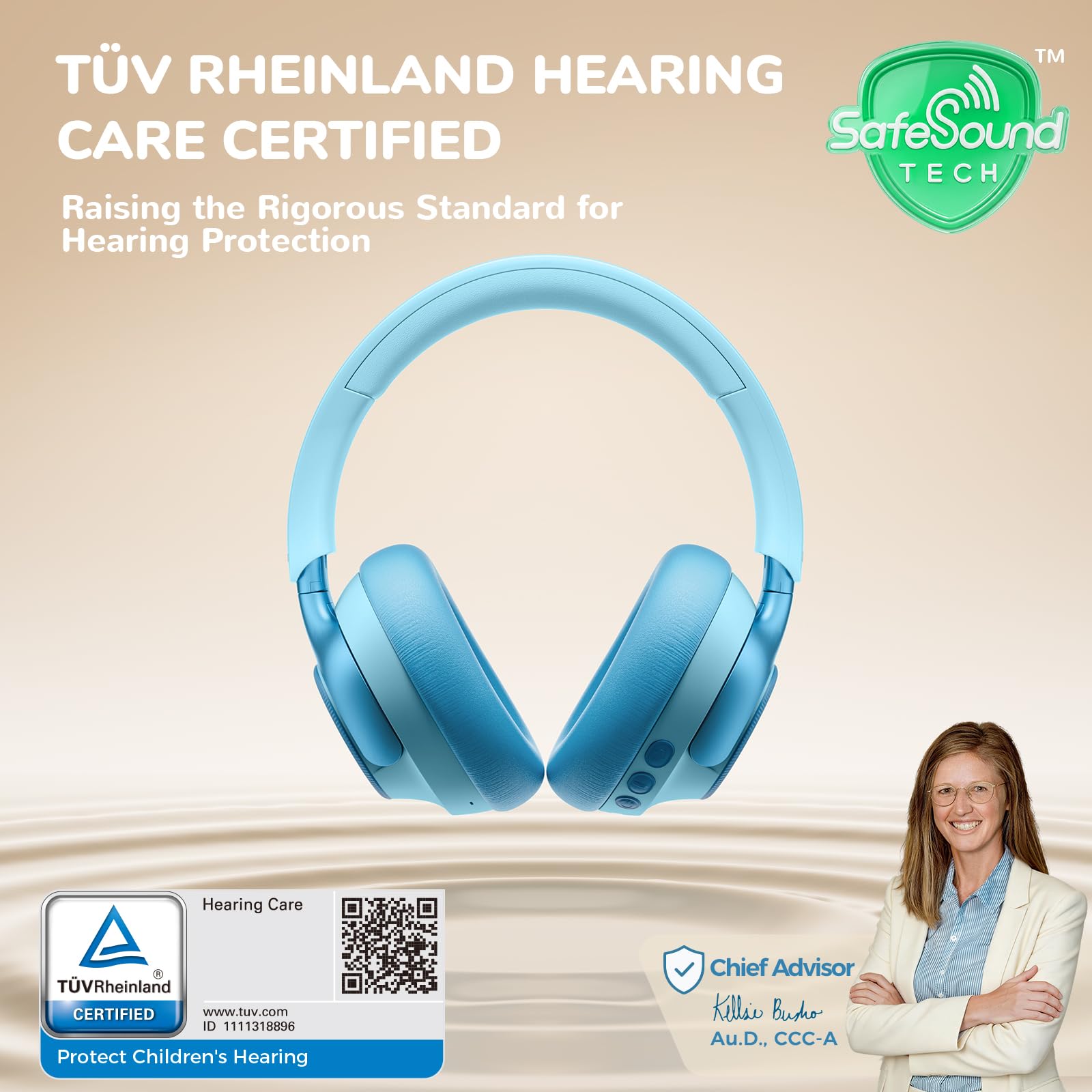 iClever Q950 Casque antibruit pour enfant, protection auditive certifiée | SafeSound Tech 3.0, certifié TÜV, adapté à l'autisme, lauréat du Red Dot Award, 60 heures de jeu, boîte de rangement
