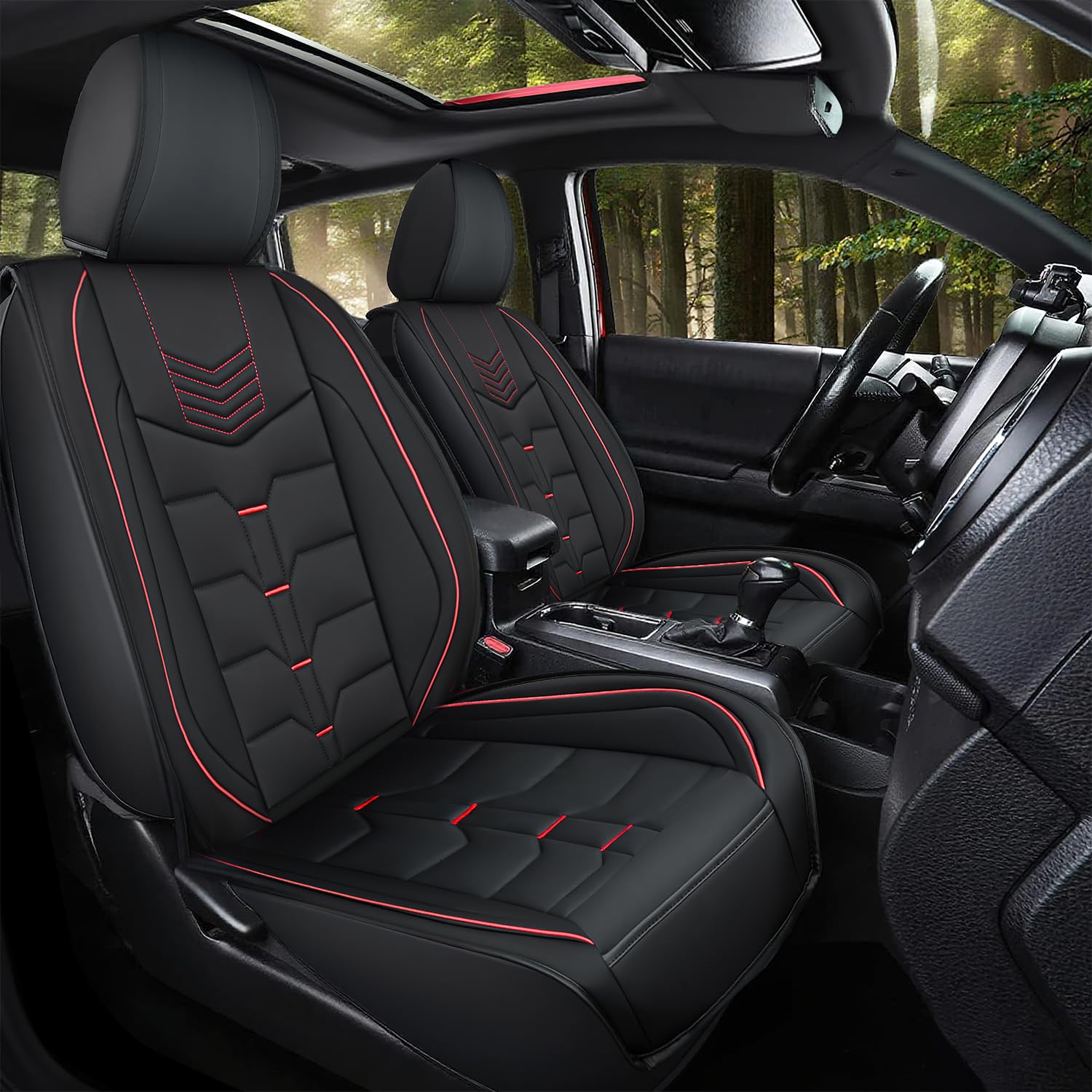 Nilight Car Seat Covers Compatible with 2005-2024 Tacoma Waterproof Wear-Resistant Faux Leather Anti Slip Cushion Set (2 PCS Front Seats Cover)