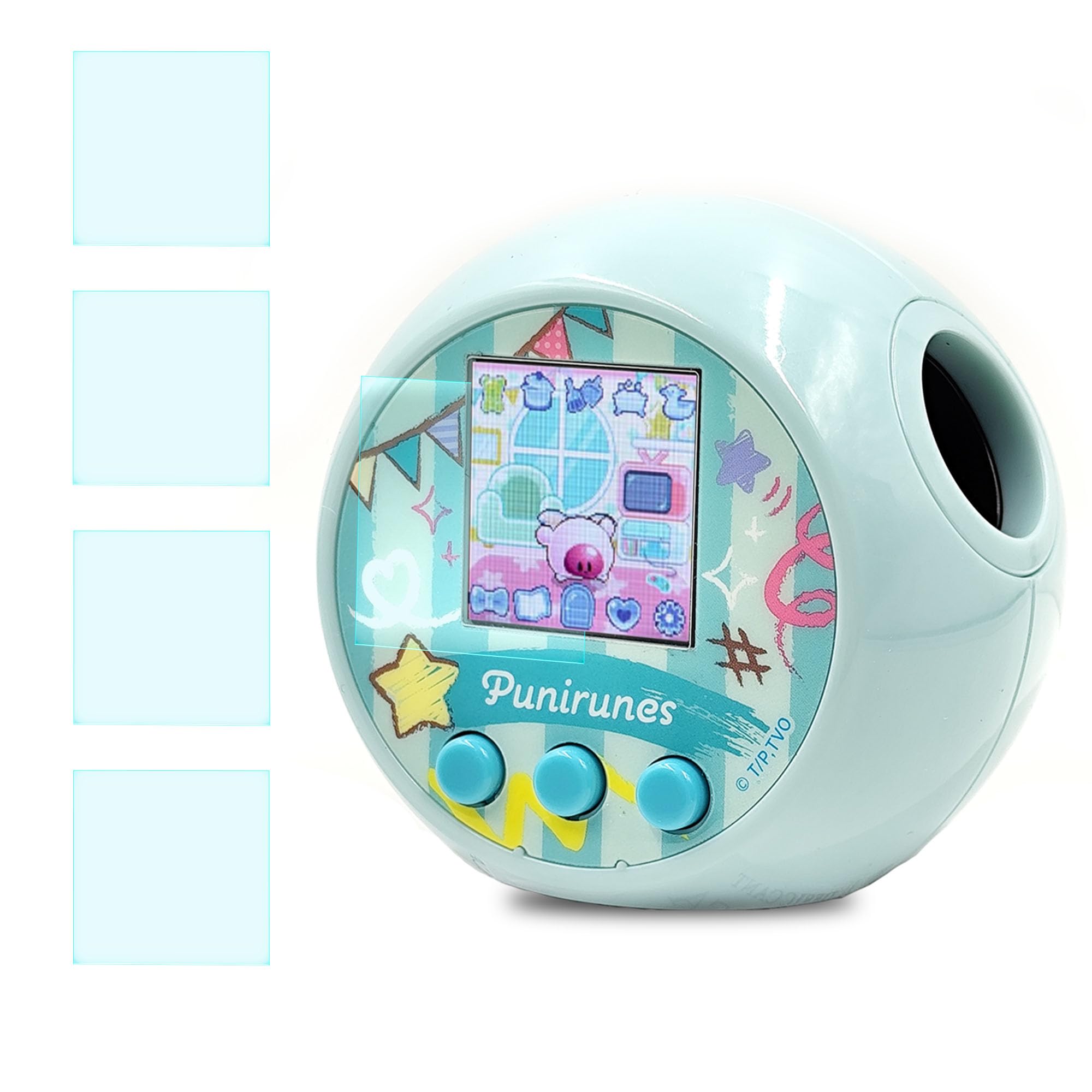 xcivi 4 Pack Hard Screen Protector Compatible for Punirunes Interactive Digital Pet, Tempered Glass Screen Protector for Punirunes Interactive Digital