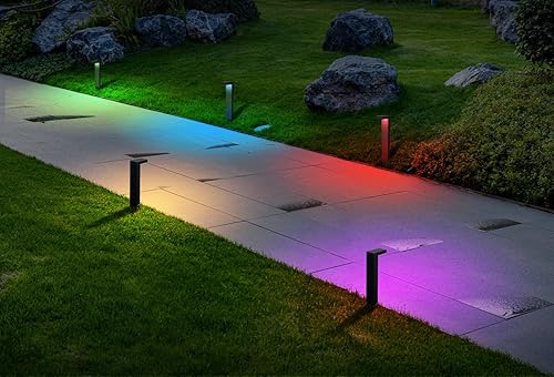 Miniatura 8 de GKOLED Paquete de 4 lámparas de camino de paisaje de bajo voltaje, 9-15 V CA CC iluminación de pasarela al aire libre con control de aplicación,