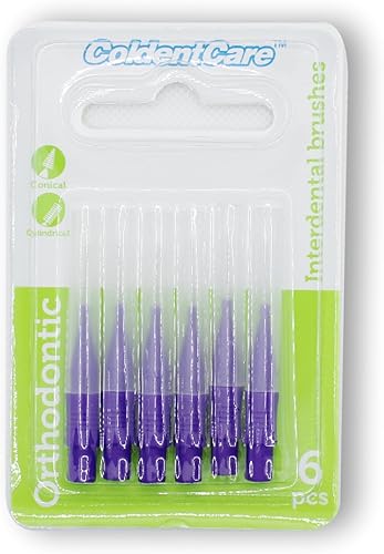 Miniatura 8 de Cepillo dental interdental de ortodoncia para limpieza de dientes, paquete de 4 unidades de 6, 3 cónicas - 3 cilíndricos, 24 cepillos de dientes