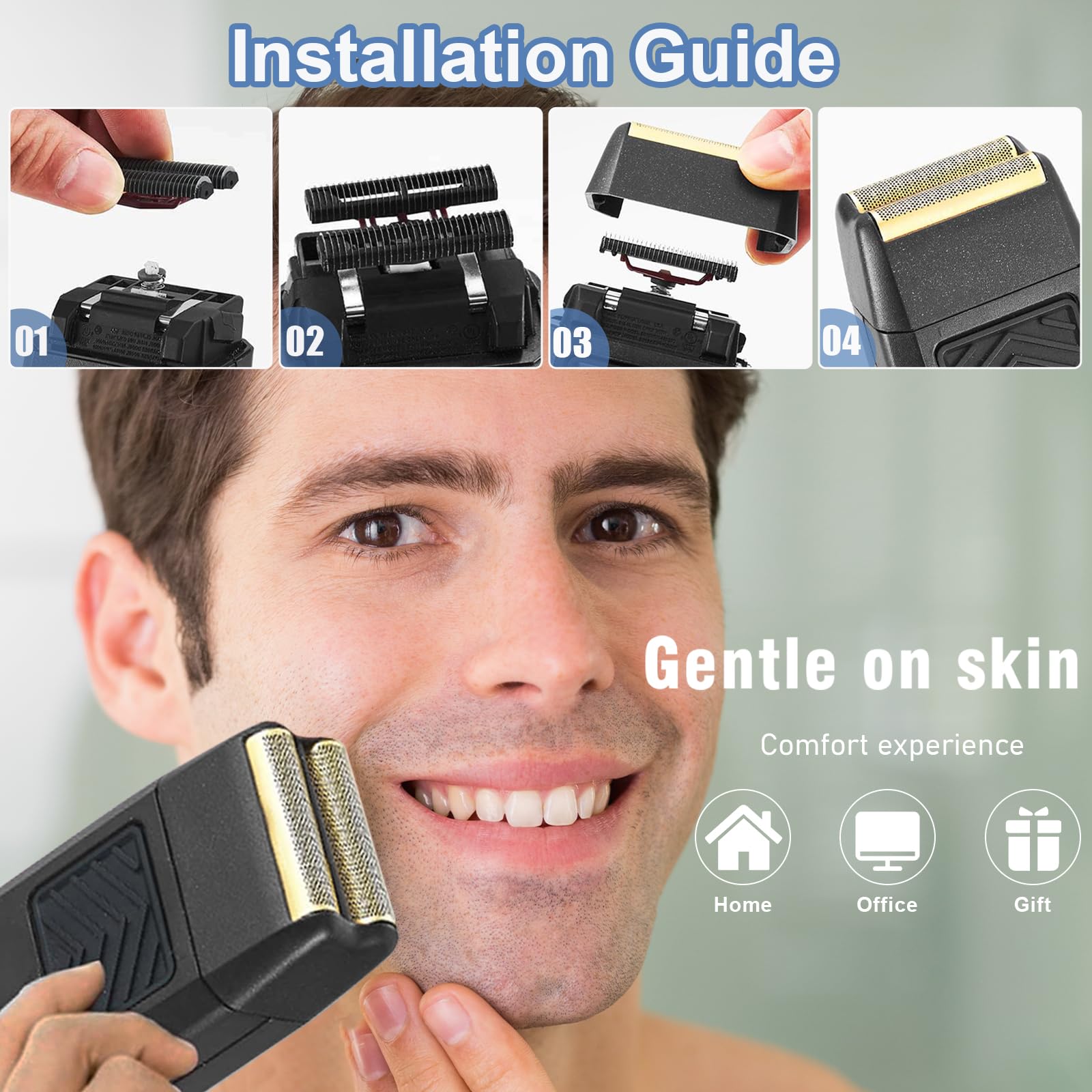 Confezione da 2 lamine di ricambio e barra di taglio professionali 5 Star Series Finale Shaver compatibili con le testine di ricambio Wahl Shaver Foil 7031-100, 7043-100 Super Close Shaving (7043-2PZ)