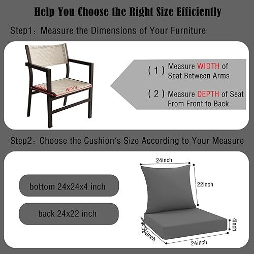 Miniatura 4 de idee-home Cojines impermeables para asiento de exteriores, para muebles de patio, cojines de repuesto para asiento profundo Hampton Bay