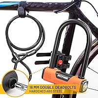 Vista 6 de Candado en U para bicicleta Sigtuna, resistente a cortes, antirrobo resistente con cable de 4 pies/3.9 ft, cerradura de bicicleta fabricada en acero