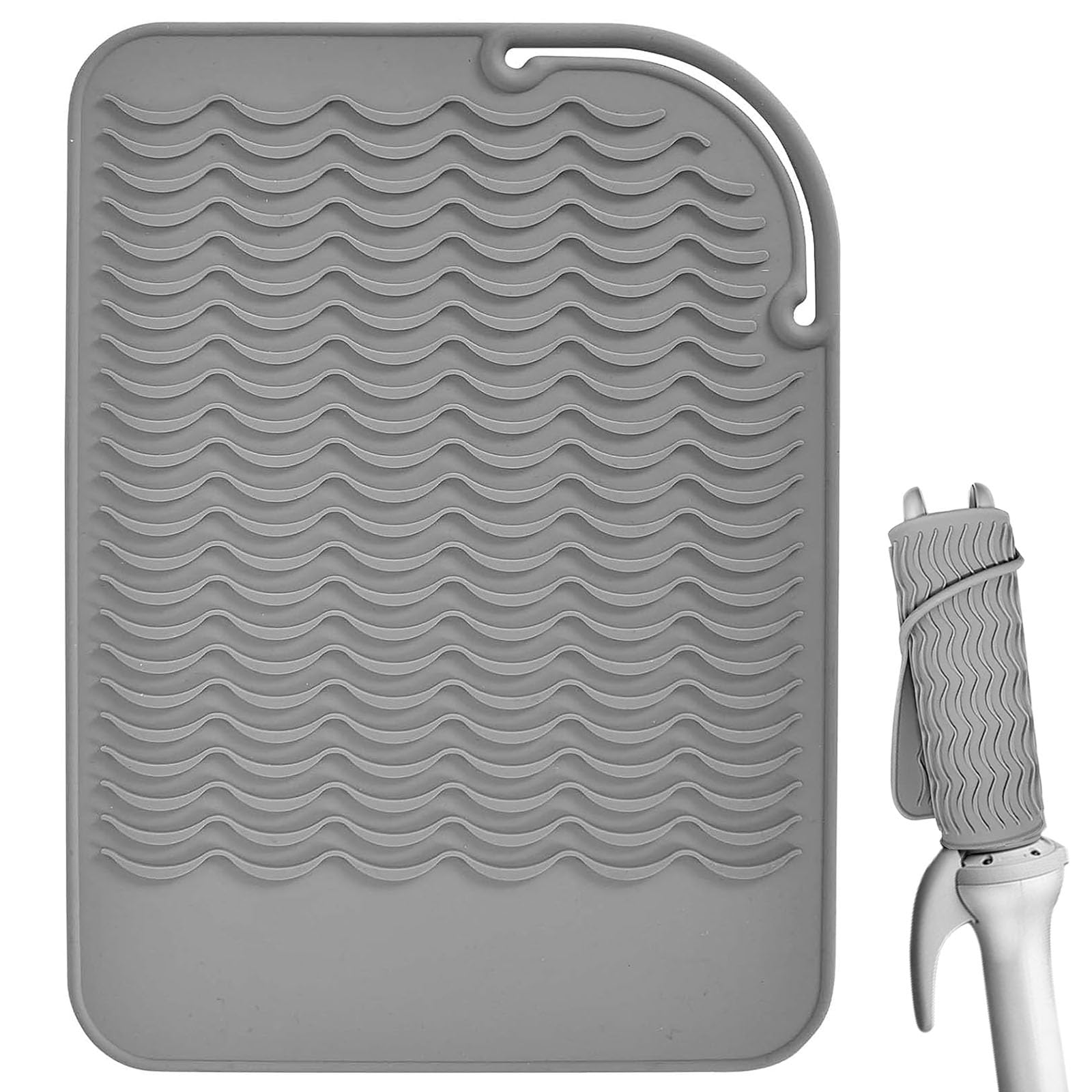 Silicone Heat Resistant, Heat Mat for Hair Straighteners, Curling Iron, Portable Travel Anti Scald Mat Pad for Hair Curling Wand, Hair Crimping Waving Iron and Salon Hot Hair Styling Tools Grey