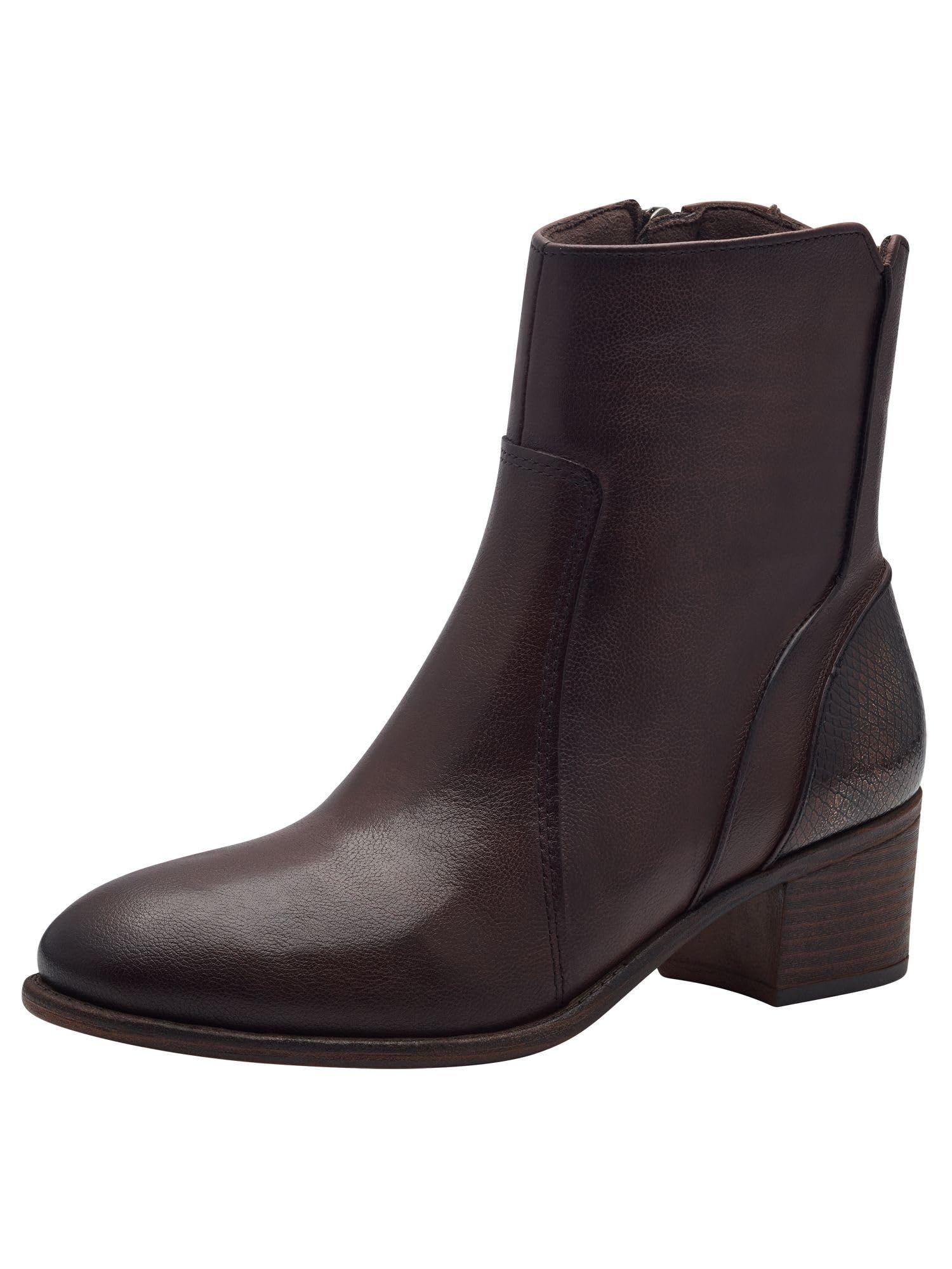 MARCO TOZZI Women's Cowboy Leather Heeled Ankle Boots, Mocca Comb, 9 UK
